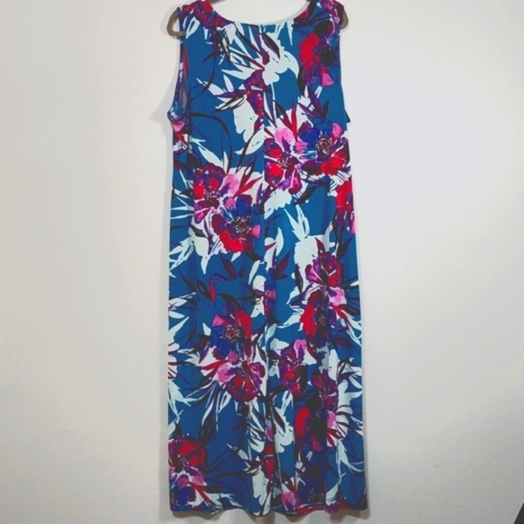 Catherines Maxi Dress Size 1X P Blue & Pink Floral Twist Tie Tropical Print - Picture 5 of 14
